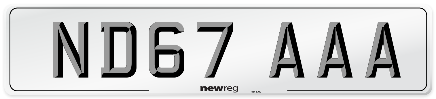 ND67 AAA Number Plate from New Reg